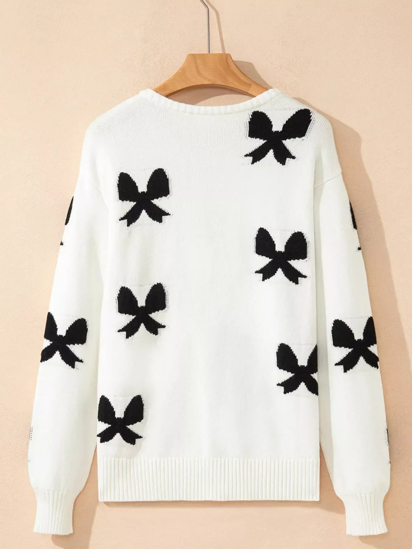 Tie Front Bow Pattern Cardigan - DAVERRI FASHIONS