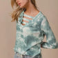 BiBi Variegated Tie Dye Rib V-Neck Top with Strapped - DAVERRI FASHIONS