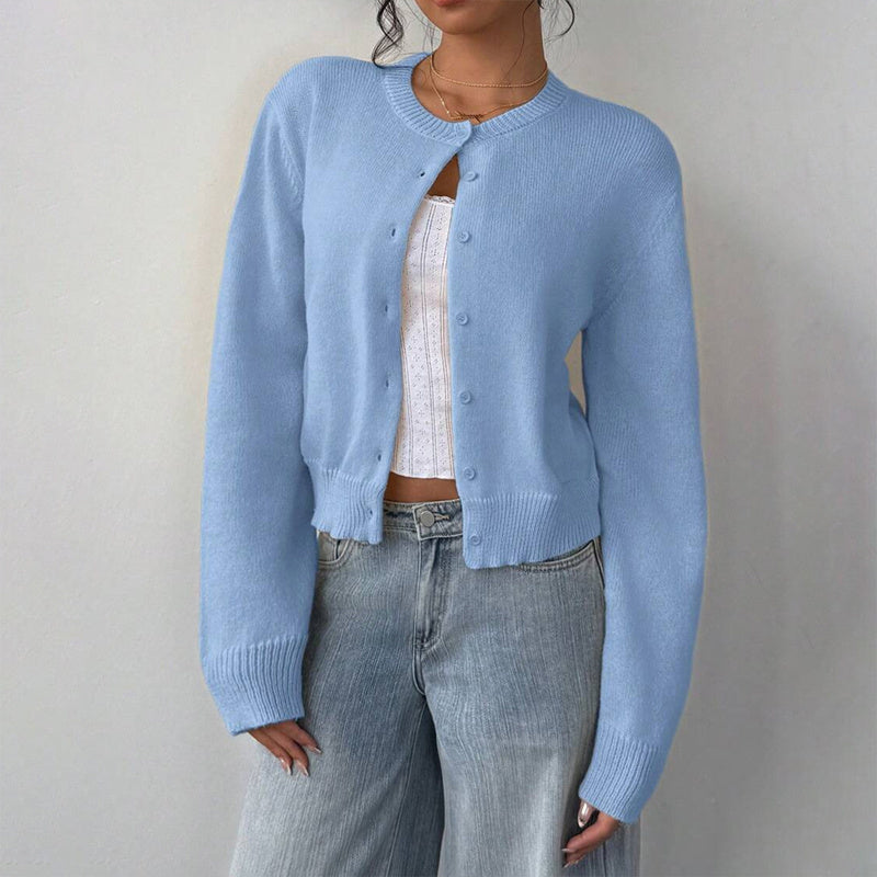 Sky blue Lightweight Long Sleeve Open Knit Button-Up Cardigan | Cardigans Daverri Fashions
