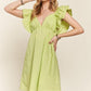 ADORA Smocked Back Ruffled Cap Sleeve Babydoll Dress Babydoll Dresses