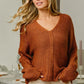 BiBi V-Neck Cable Knit Sweater - DAVERRI FASHIONS