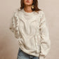 BiBi Faux Fur Detailed Pointelle Cable Knit Sweater - DAVERRI FASHIONS