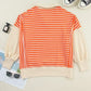 Striped Johnny Collar Long Sleeve Sweatshirt - DAVERRI FASHIONS