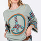 SAGE + FIG Peace Applique Patch Contrast Plaid Top