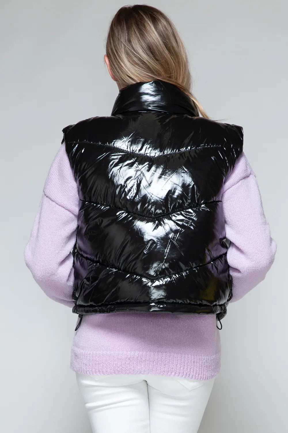 Snobbish Zip Up Turtleneck Shiny Quilted Vest | Vest Jackets Daverri Fashions