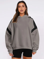 Contrast Dropped Shoulder Long Sleeve Hoodie | Sweatshirts Daverri Fashions