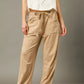 Umgee Cargo-Inspired Drawstring Pants LATTE Cargo Pants