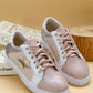 Gold Glitter Star Patchwork PU Leather Lace-up Sneakers