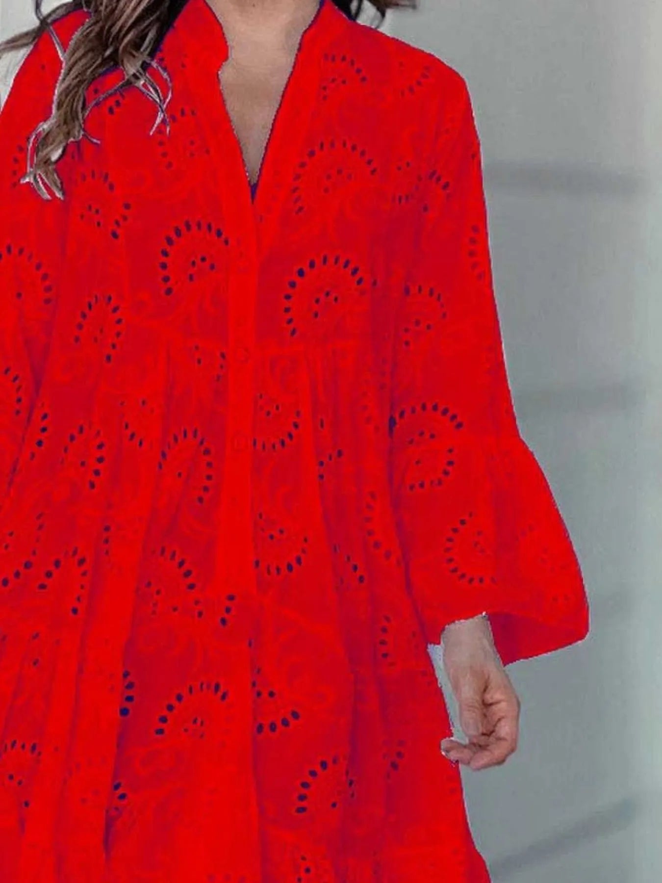 Full Size Eyelet Ruffled Hem Tiered Dress Plus Size | Mini Dresses Daverri Fashions