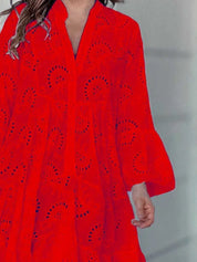 Full Size Eyelet Ruffled Hem Tiered Dress Plus Size | Mini Dresses Daverri Fashions