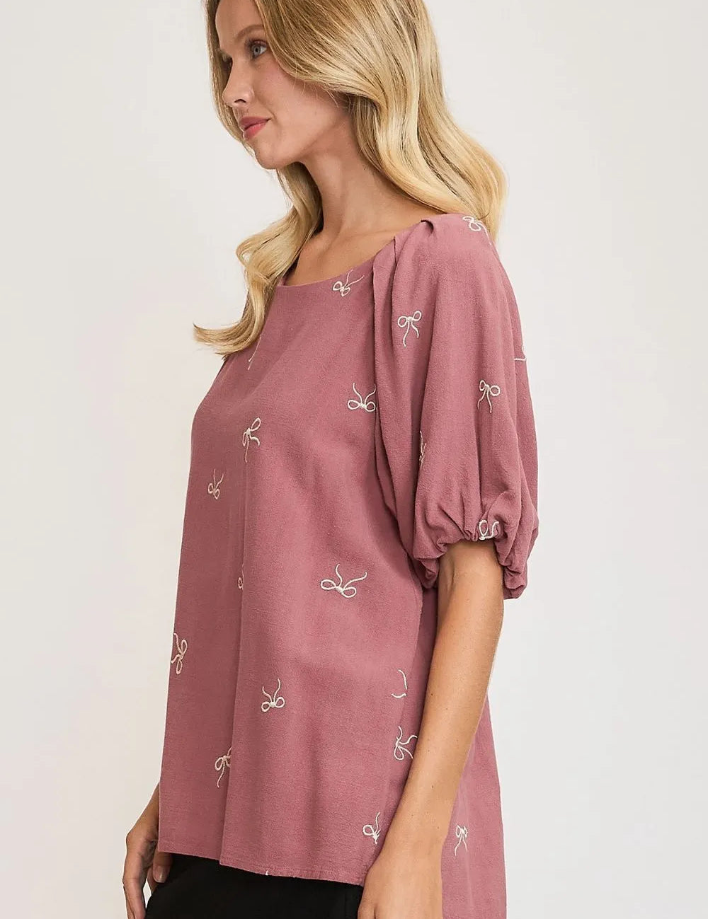 Umgee Full Size Linen Blend Ribbon Embroidered Top Plus Size | Daverri Fashions