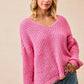 BiBi V-Neck Sweater with Colorful Trim - DAVERRI FASHIONS