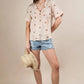 VERY J Flower Embroidered Woven Blouse Natural