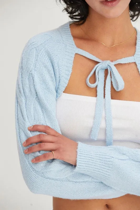 HYFVE Cable-Knit Tie-Front Shrug