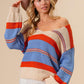 BiBi Multi Color Stripe Scoop Neck Sweater - DAVERRI FASHIONS