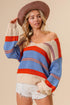 BiBi Multi Color Stripe Scoop Neck Sweater - DAVERRI FASHIONS