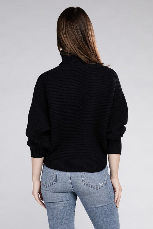 Viscose Dolman Sleeve Turtleneck Sweater Tops