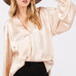 SAGE + FIG Notched Long Sleeve Blouse Blouses