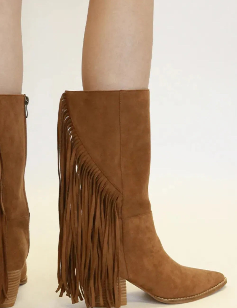 Coffee Beast Fashion Suede Fringe Point Toe Boots | Boots Daverri Fashions