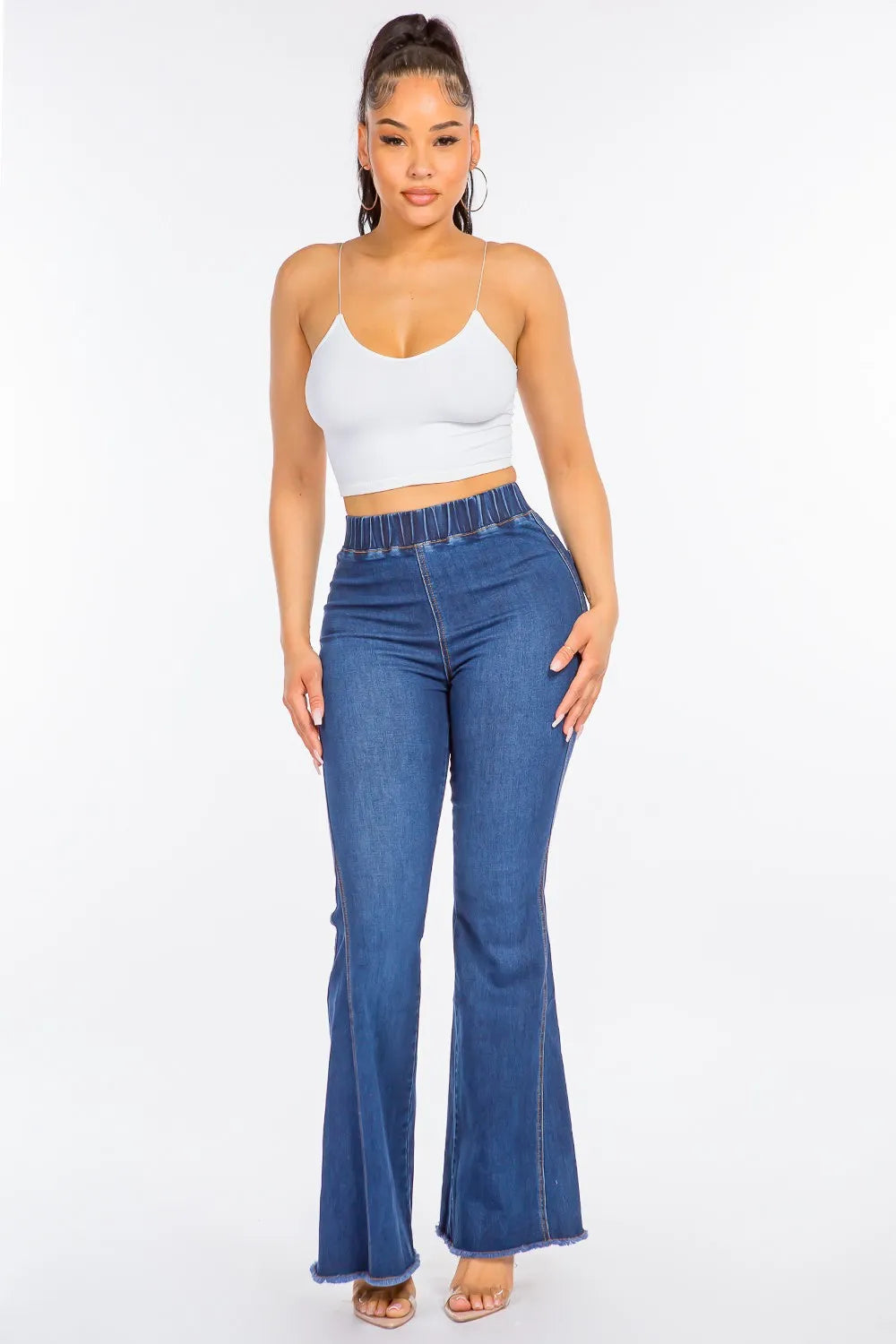 American Bazi High Waist Curvy Flare Jeans | Jeans Daverri Fashions
