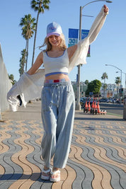 VERY J Washed Chambray Barrel Denim Pants | Jeans Daverri Fashions
