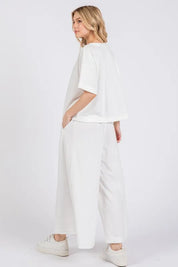 Ces Femme Half Button Half Sleeve Top and Pants Set | Outfit Sets Daverri Fashions