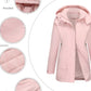 Daverri Fashions pink hooded waterproof mid-length coat with quilted lining and zippered pockets