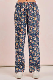 BiBi Washed Floral Print Wide Leg Jeans | Jeans Daverri Fashions