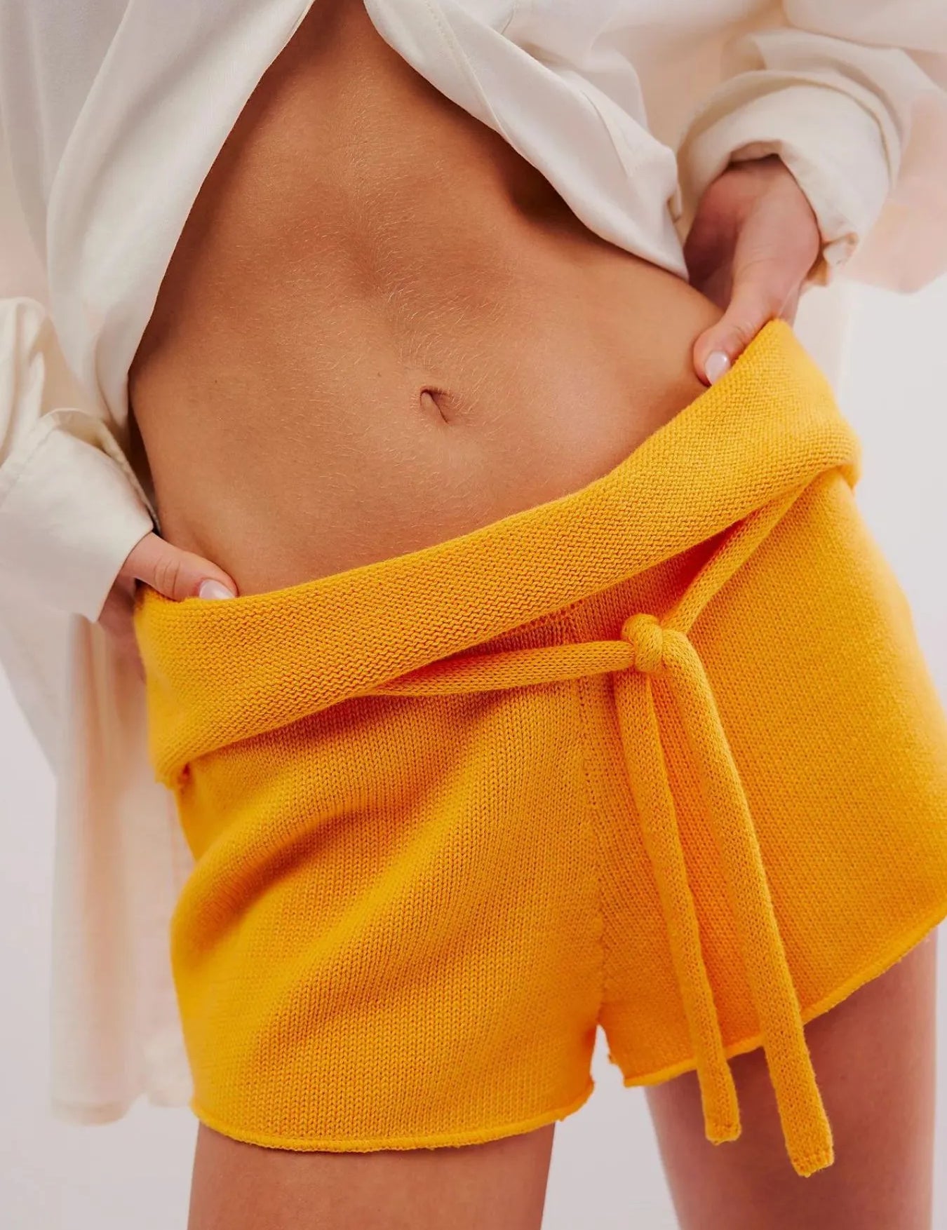Gold Tied Casual Shorts | Shorts Daverri Fashions