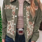 Floral Snap Down Corduroy Jacket - DAVERRI FASHIONS