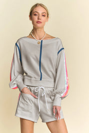 Davi & Dani Sequin Stripe Long Sleeve Top And Short Pants Set | Outfit Sets Daverri Fashions