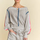 Davi & Dani Sequin Stripe Long Sleeve Top And Short Pants Set Shorts Sets