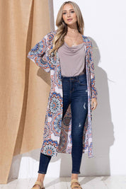 And The Why Printed Kimono Open Front Longline Cardigan | Cardigans Daverri Fashions