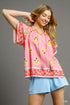 Pink Umgee Boho Bloom Border Top with embroidered floral patterns
