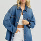 RISEN Full Size Snap Down Long Sleeve Denim Shacket Shackets