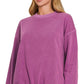 Zenana Soft Fleece Pigment Dye Round-neck Sweatshirts LT PLUM Sweatshirts