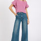 Mittoshop Medium Wash Seam Detail Wide Leg Denim Jeans - DAVERRI FASHIONS