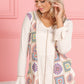 BiBi Granny Square Print Contrast Annie Rib V Neck Top Tops