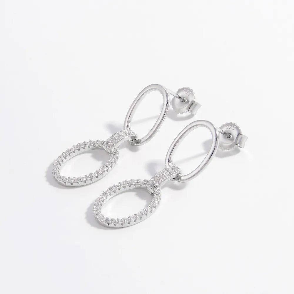 Silver One Size Zircon 925 Sterling Silver Dangle Earrings | Earrings Daverri Fashions