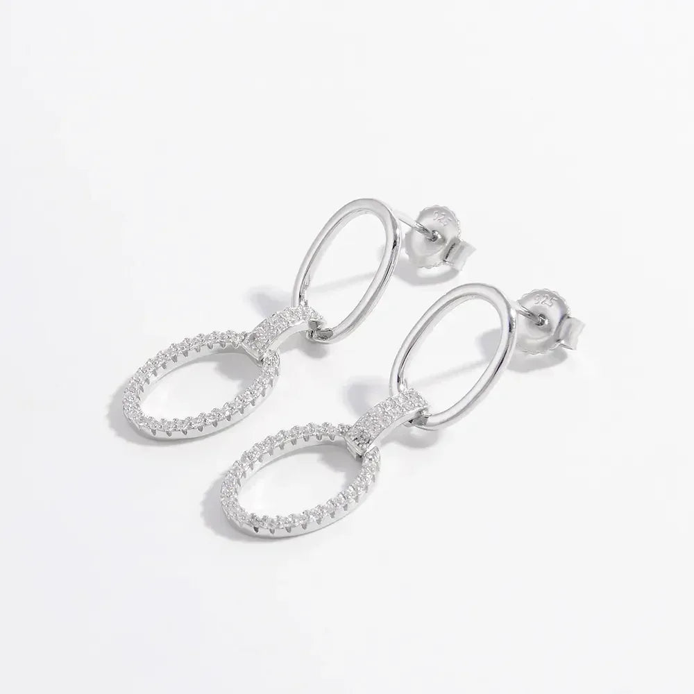 Zircon 925 Sterling Silver Dangle Earrings - DAVERRI FASHIONS