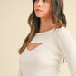 MABLE Cut Out Long Sleeve Ribbed Knit Top