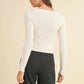 MABLE Cut Out Long Sleeve Ribbed Knit Top
