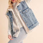 Aemi + Co Denim Patch Sherpa Vest Coat Jackets