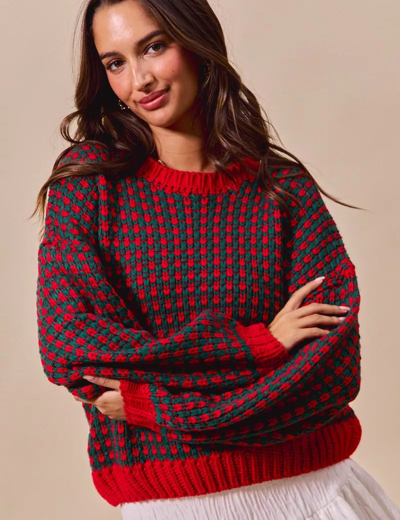 SO ME Textured Two Tone Sweater | Sweaters Daverri Fashions