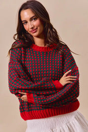 SO ME Textured Two Tone Sweater | Sweaters Daverri Fashions