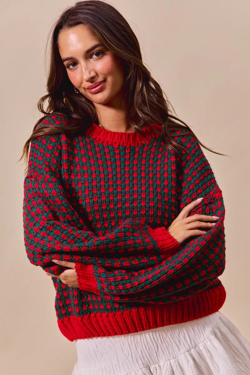 SO ME Textured Two Tone Sweater | Sweaters Daverri Fashions