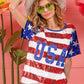 BiBi American Flag Theme USA Lettering Sequin Top Tops