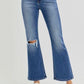 RISEN Full Size Distressed High Rise Crop Flare Jeans - DAVERRI FASHIONS
