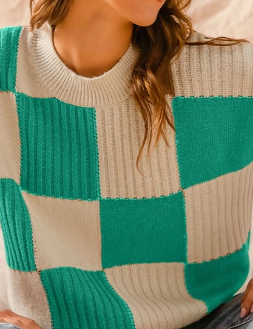 SO ME Check Plaid Casual Sweater Top | Sweaters Daverri Fashions