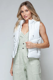 White Snobbish Zip Up Quilted Hooded Vest | Vest Jackets Daverri Fashions